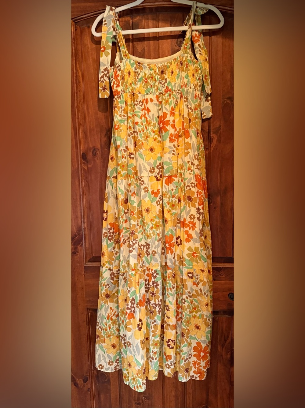 Sunshine Floral Tie-Shoulder Maxi Dress - Yellow Floral